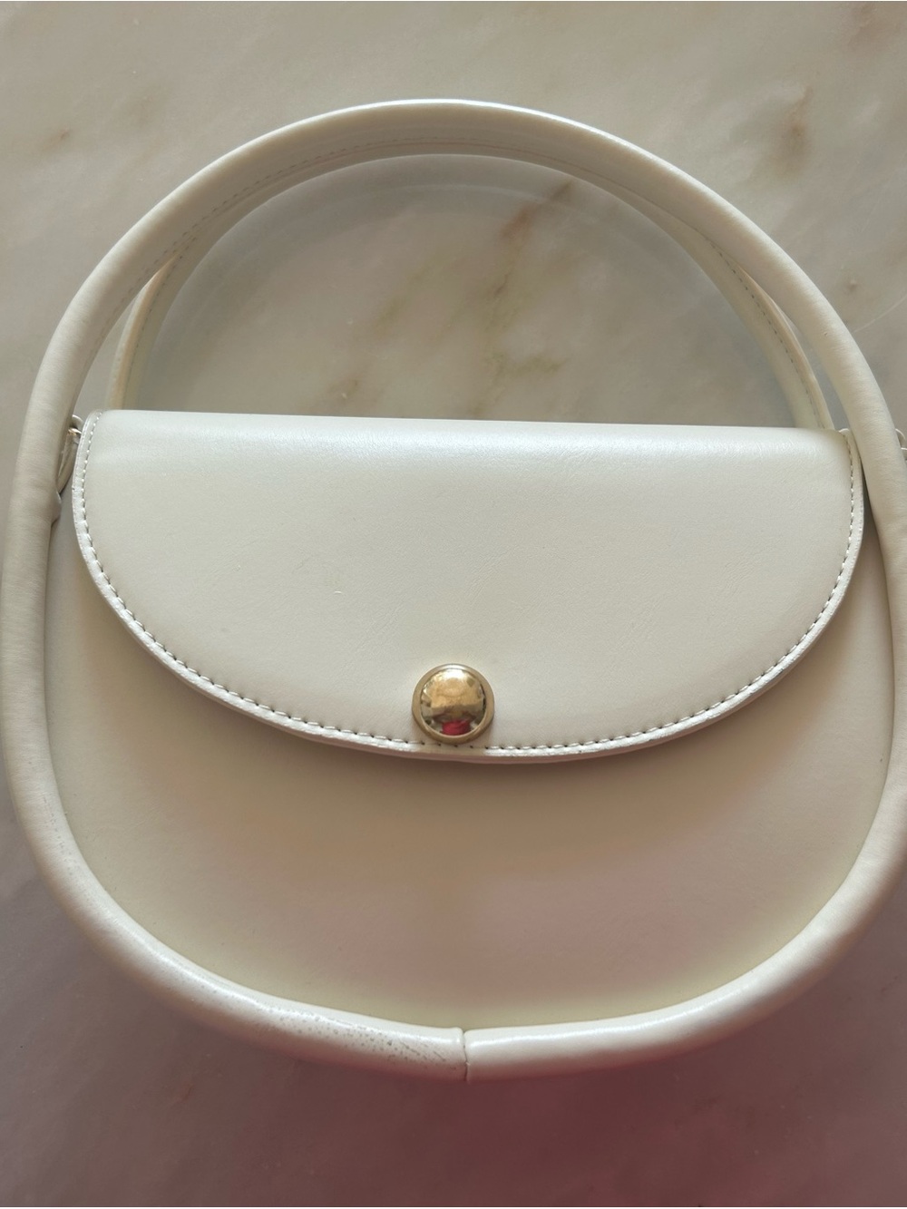 Urban Expressions Cream Round Crossbody with Gold Button